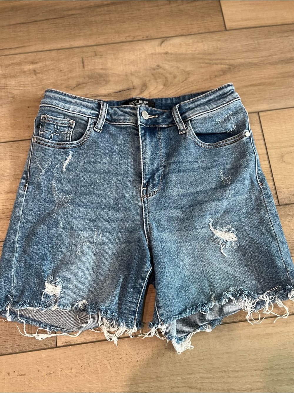 Judy Blue Distressed Light Blue Jean Shorts Size M